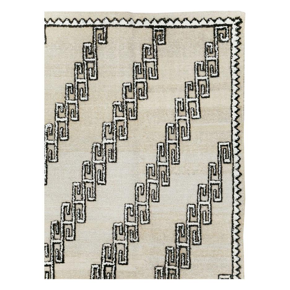 Modern Contemporary Turkish Room Size Carpet in Black, White, & Beige For Sale