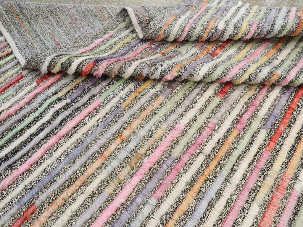 Contemporary Turkish Room Size Carpet in Colorful Stripes For Sale 4