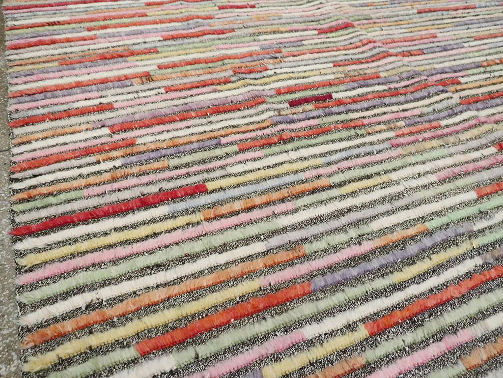 Contemporary Turkish Room Size Carpet in Colorful Stripes In New Condition For Sale In New York, NY