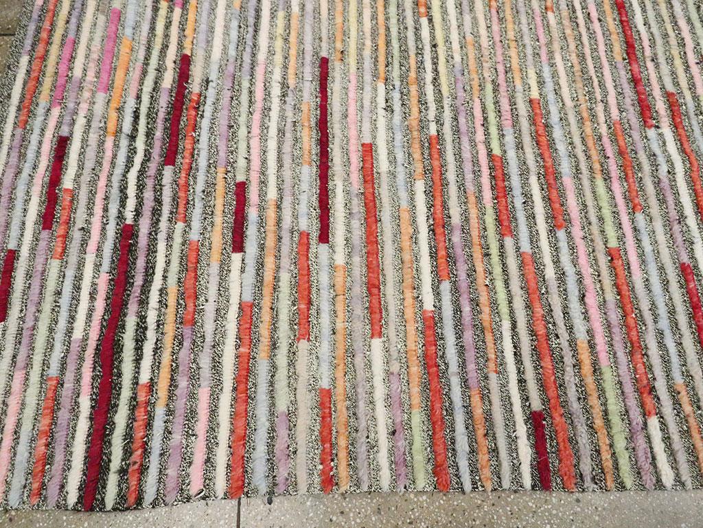 Contemporary Turkish Room Size Carpet in Colorful Stripes For Sale 1