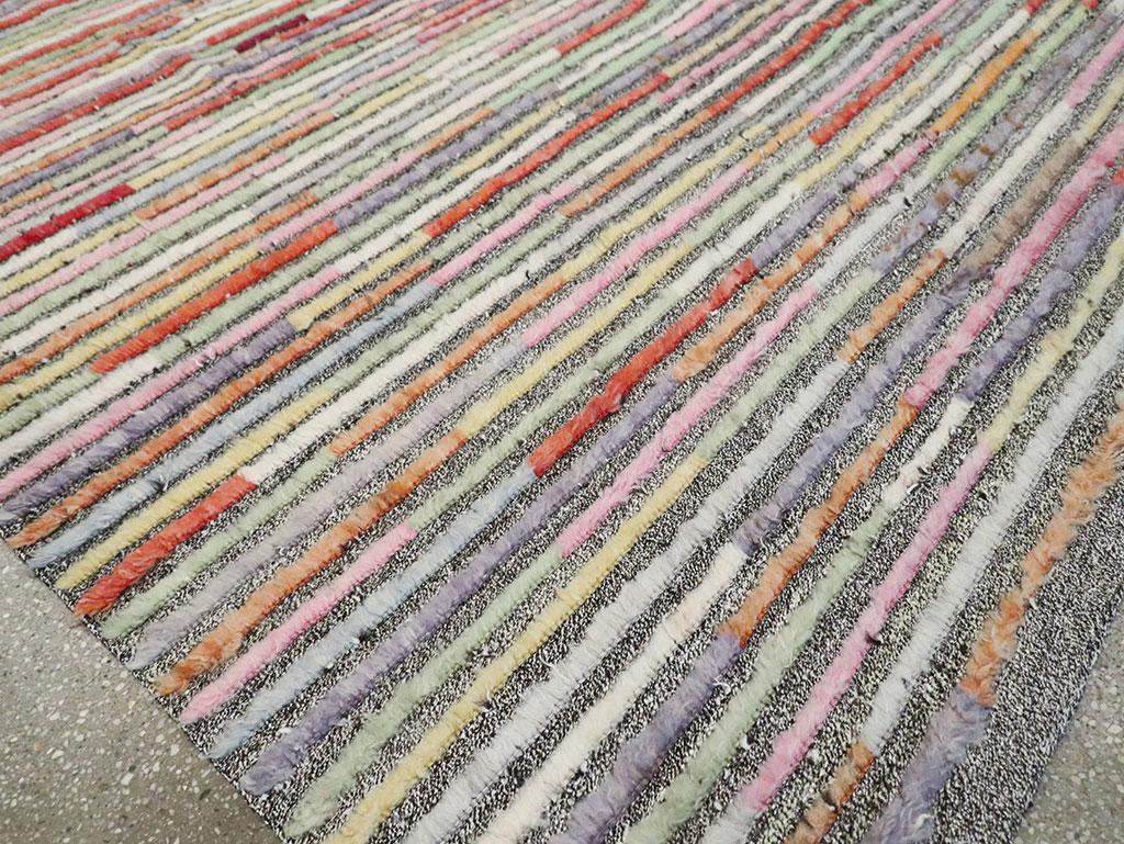 Contemporary Turkish Room Size Carpet in Colorful Stripes For Sale 2