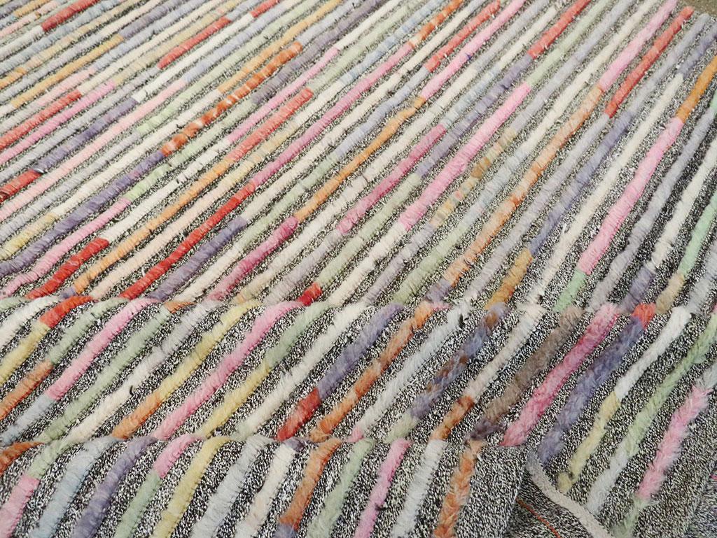 Contemporary Turkish Room Size Carpet in Colorful Stripes For Sale 3