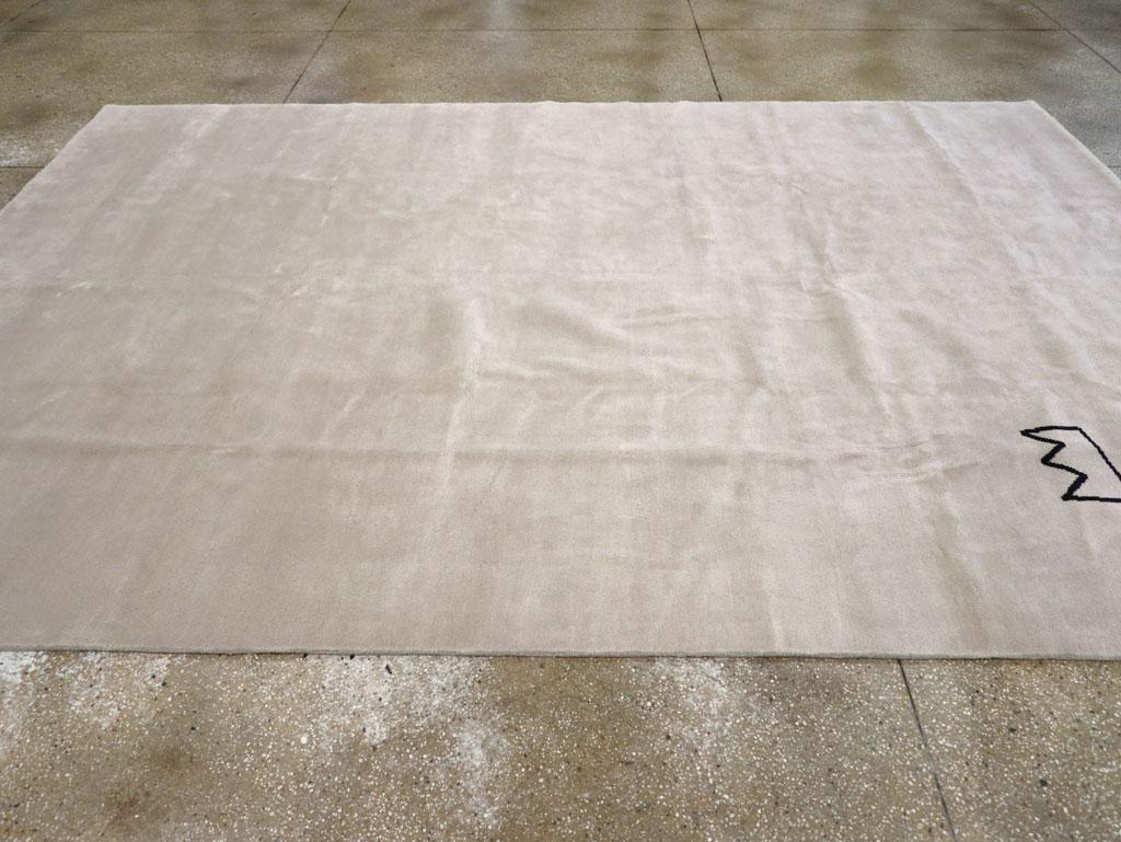 Hand-Knotted Contemporary Turkish Room Size Carpet in the style of Jean-Michel Basquiat For Sale