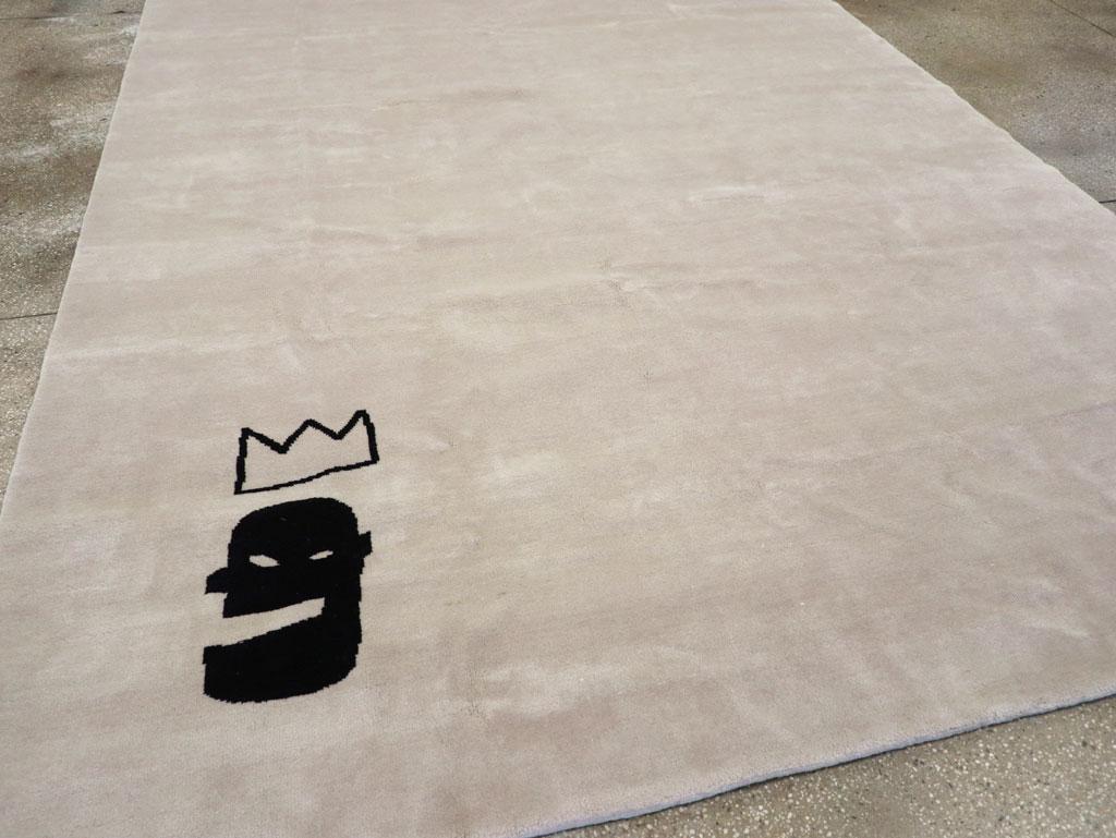 Wool Contemporary Turkish Room Size Carpet in the style of Jean-Michel Basquiat For Sale