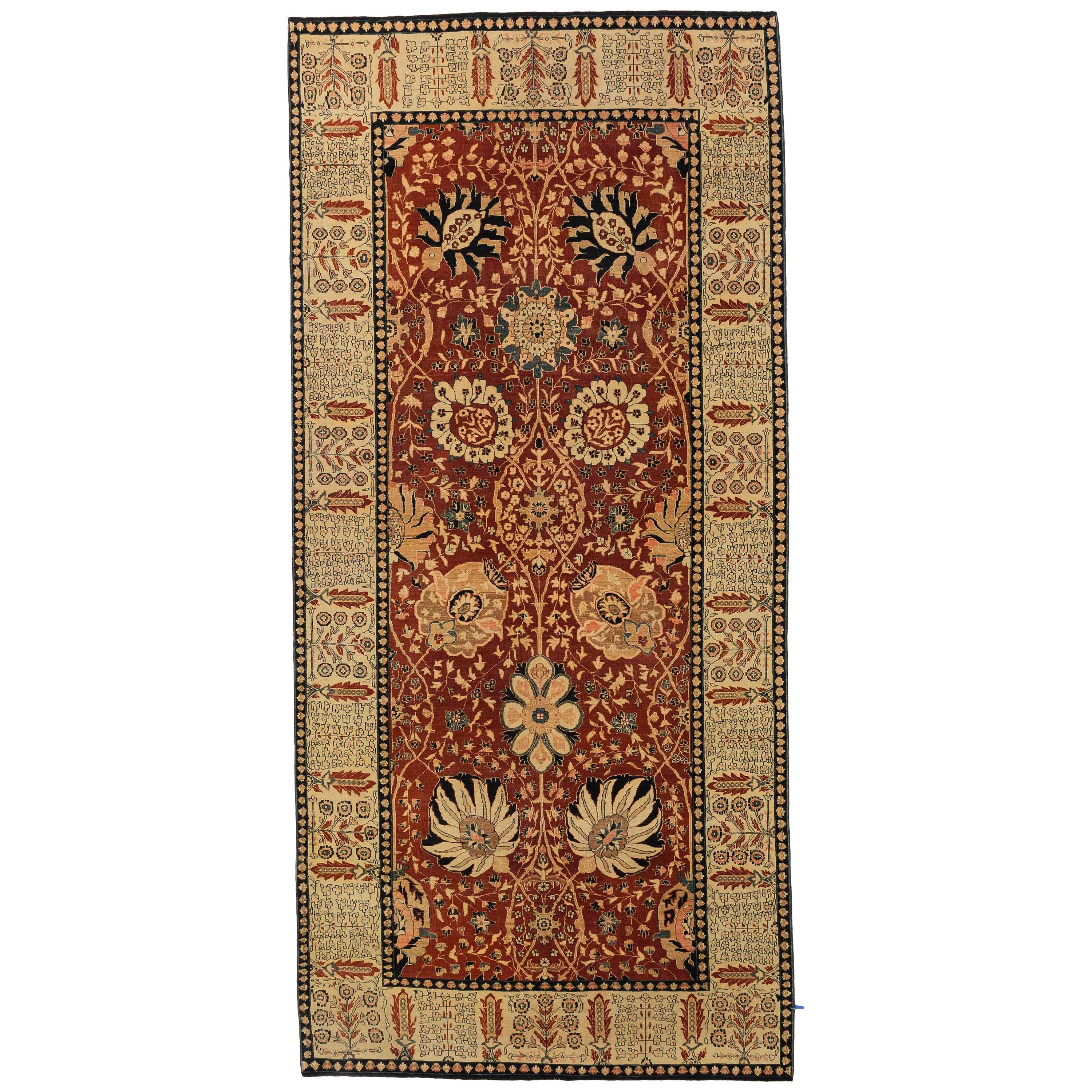 Contemporary Turkish Rug in Tabriz Design With Stunning Black & Ivory Nature Mot For Sale