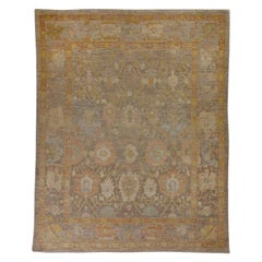 Contemporary Turkish Rug Oushak Weave with Brown and Rust Floral Field