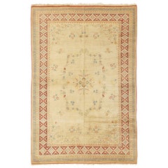 Contemporary Turkish Rug with Pastel Floral Details on Ivory Field