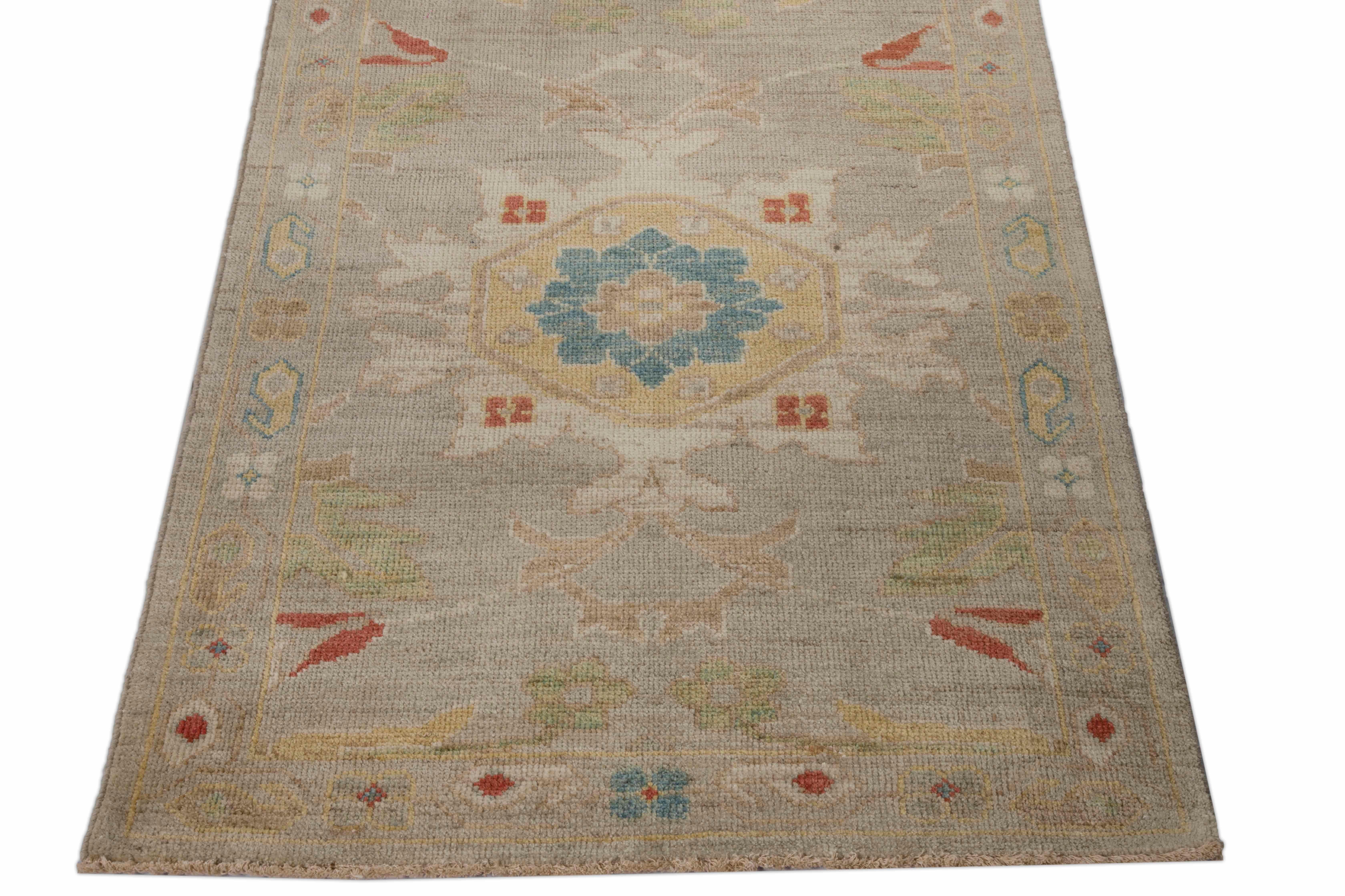 Persian Contemporary Turkish Runner Rug with Sultanabad Woven Floral Patterns For Sale