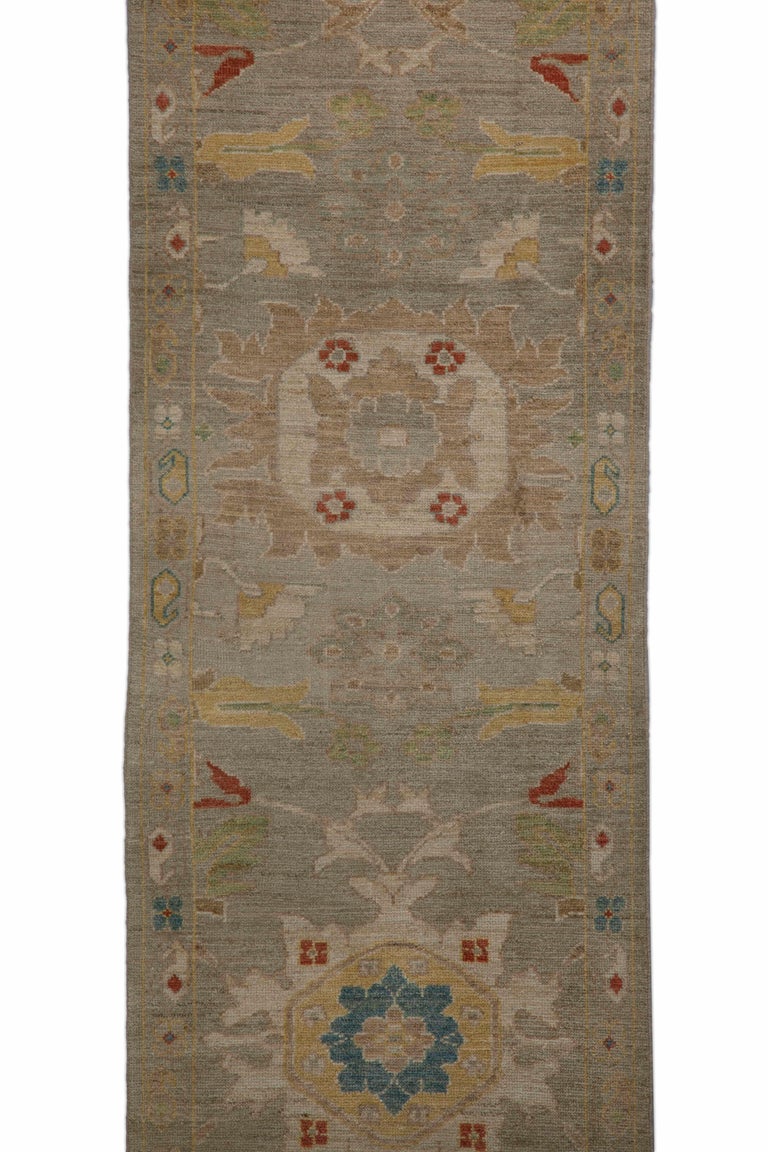 Contemporary Turkish Runner Rug with Sultanabad Woven Floral Patterns ...