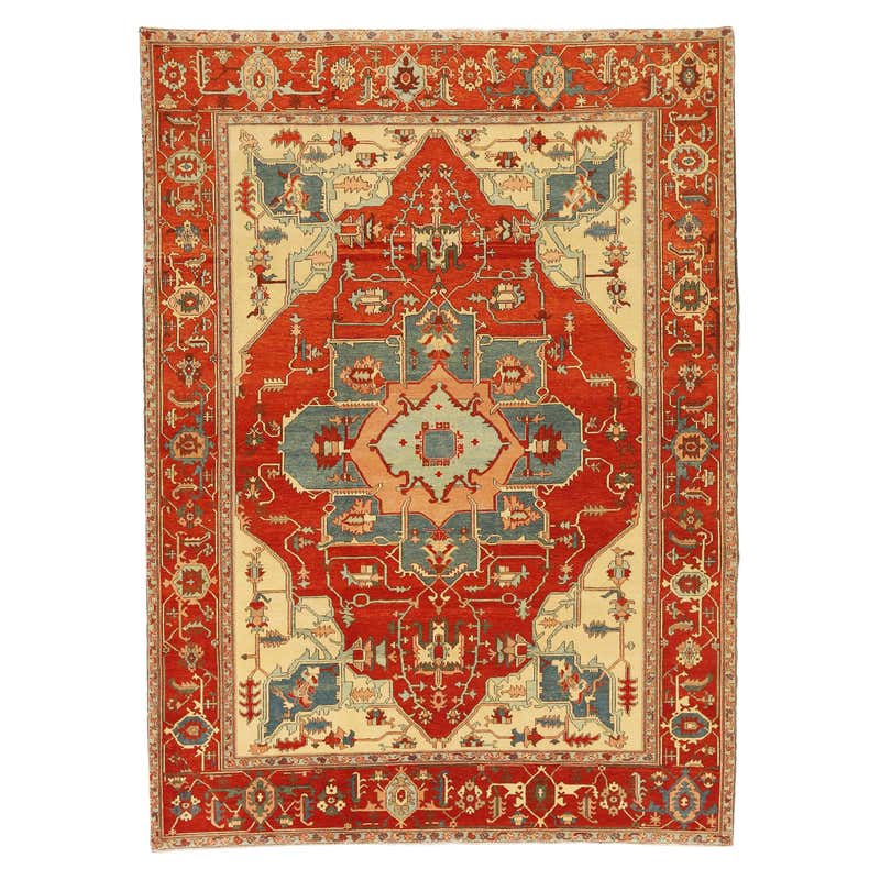Antique European Hook Rug in Traditional Persian Serapi Design For Sale ...