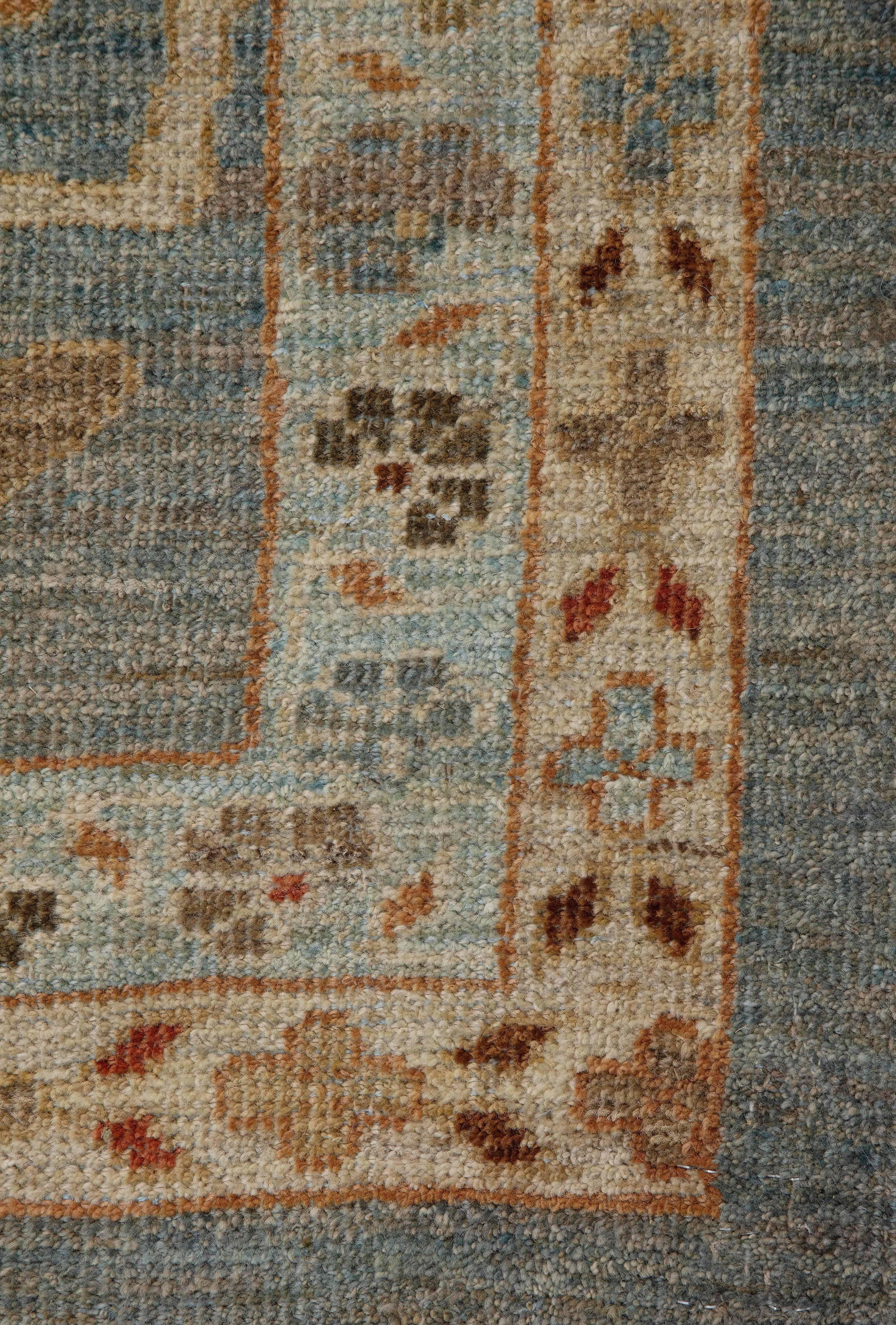 Contemporary Turkish Sultanabad Rug with Blue Gray Field of Colored Flower Detai For Sale 6