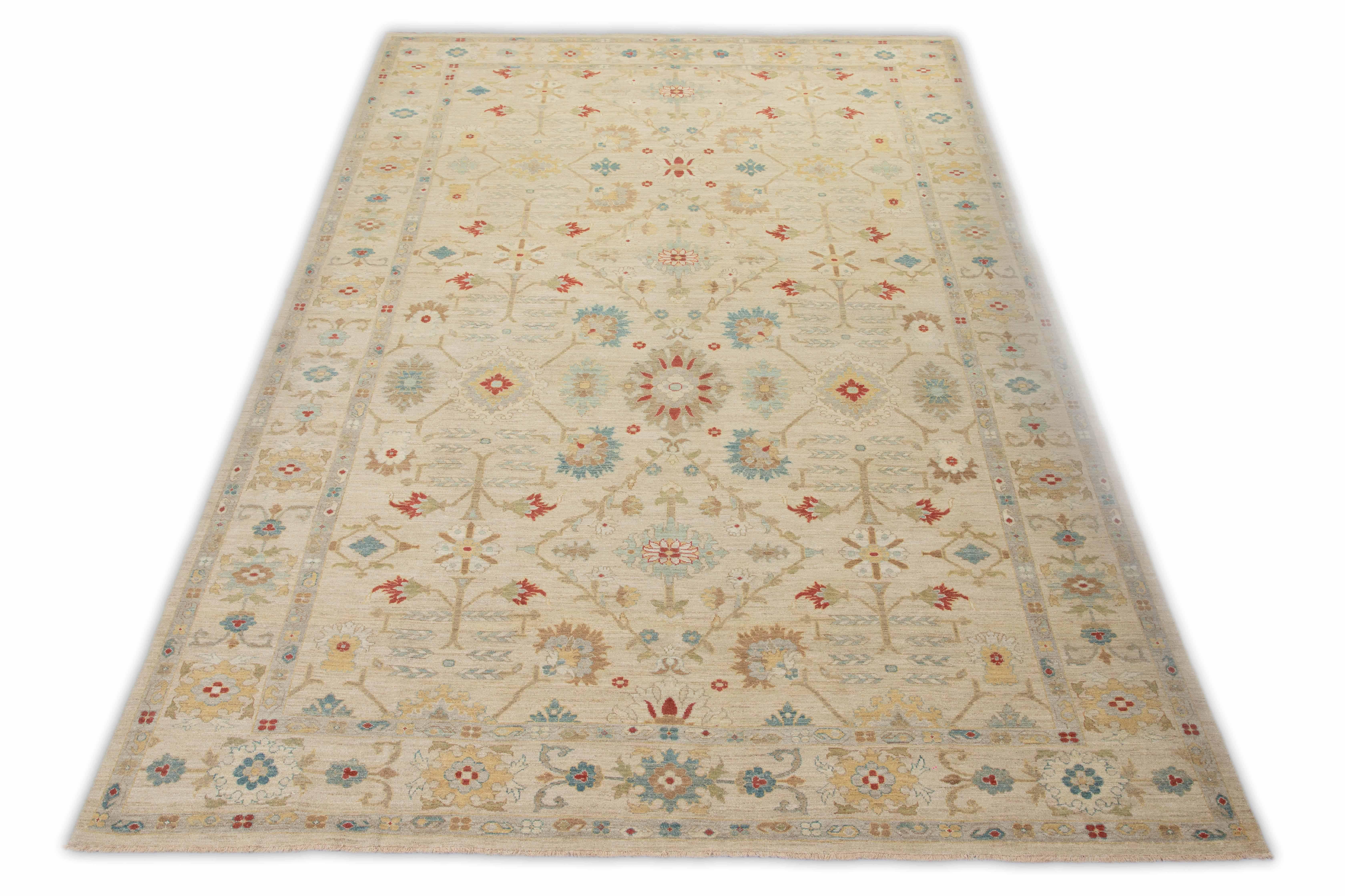 Islamic Contemporary Turkish Sultanabad Style Rug with Herati Patterns in Blue and Red For Sale