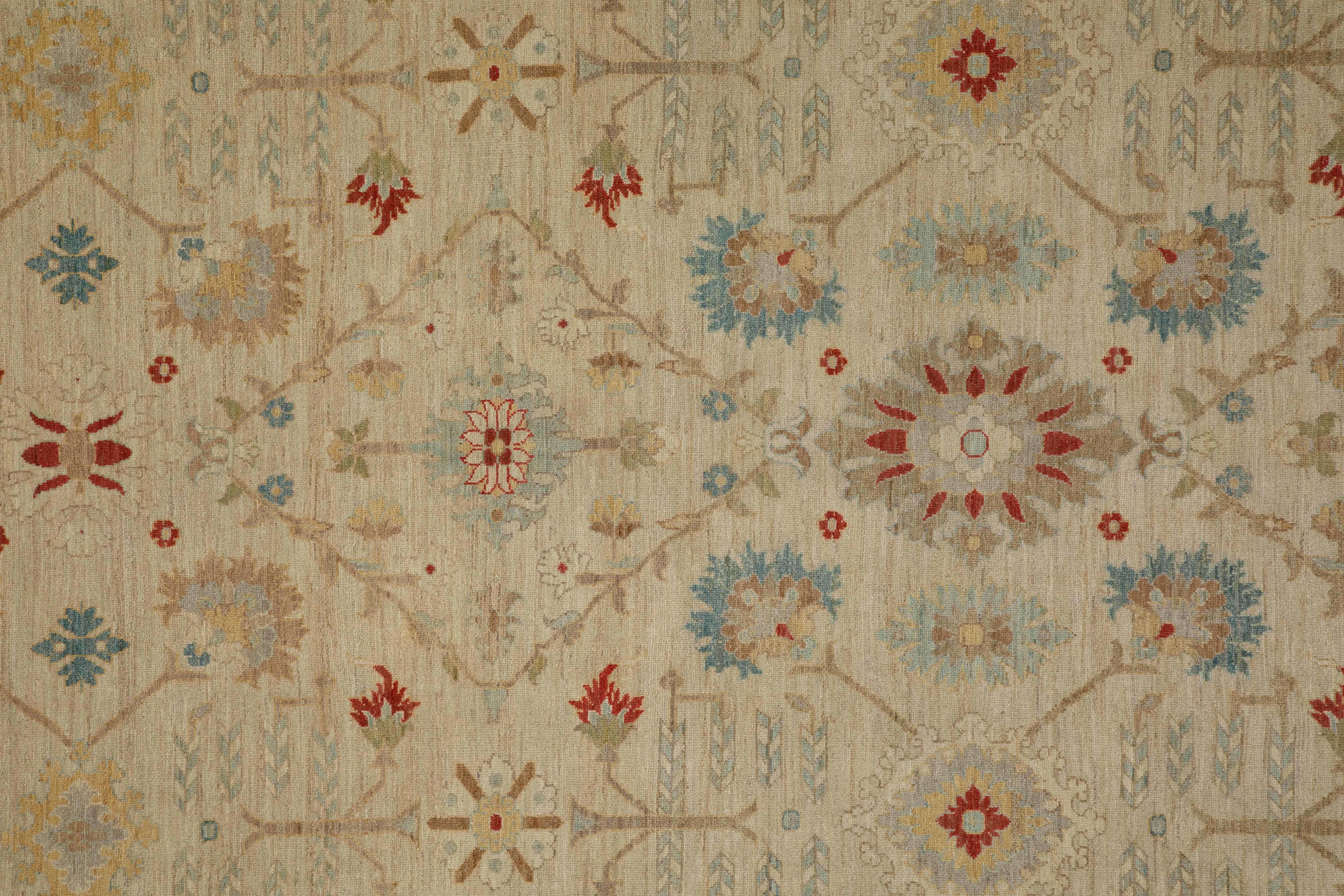 Persian Contemporary Turkish Sultanabad Style Rug with Herati Patterns in Blue and Red For Sale
