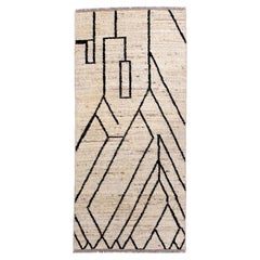 Contemporary Turkish Tulu Rug with Bold Geometric Linework