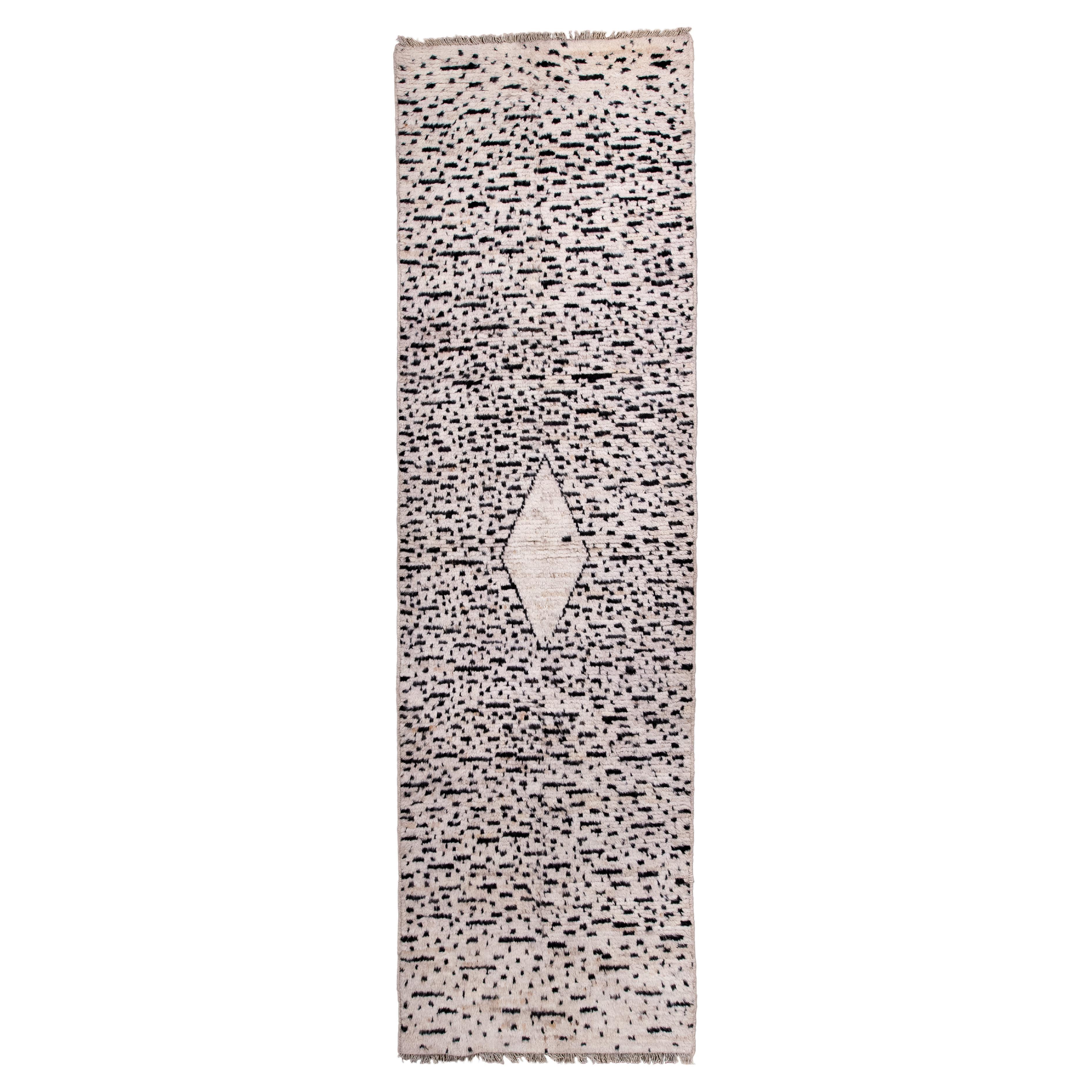 Contemporary Turkish Tulu Runner with Diamond Motif