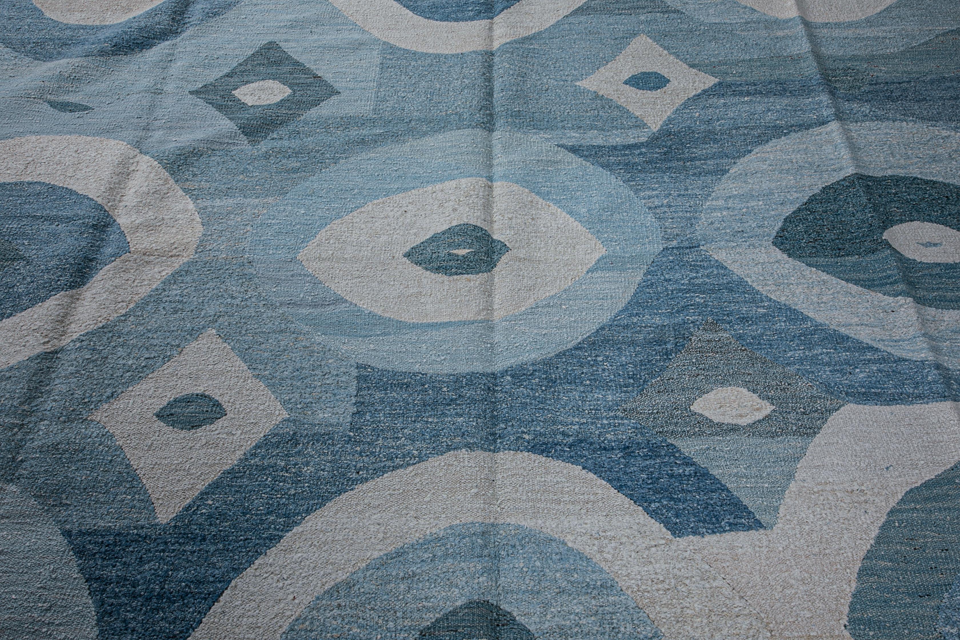Turkish Contemporary Turkısh Kilim Made from Recycled Hemp and Wool
