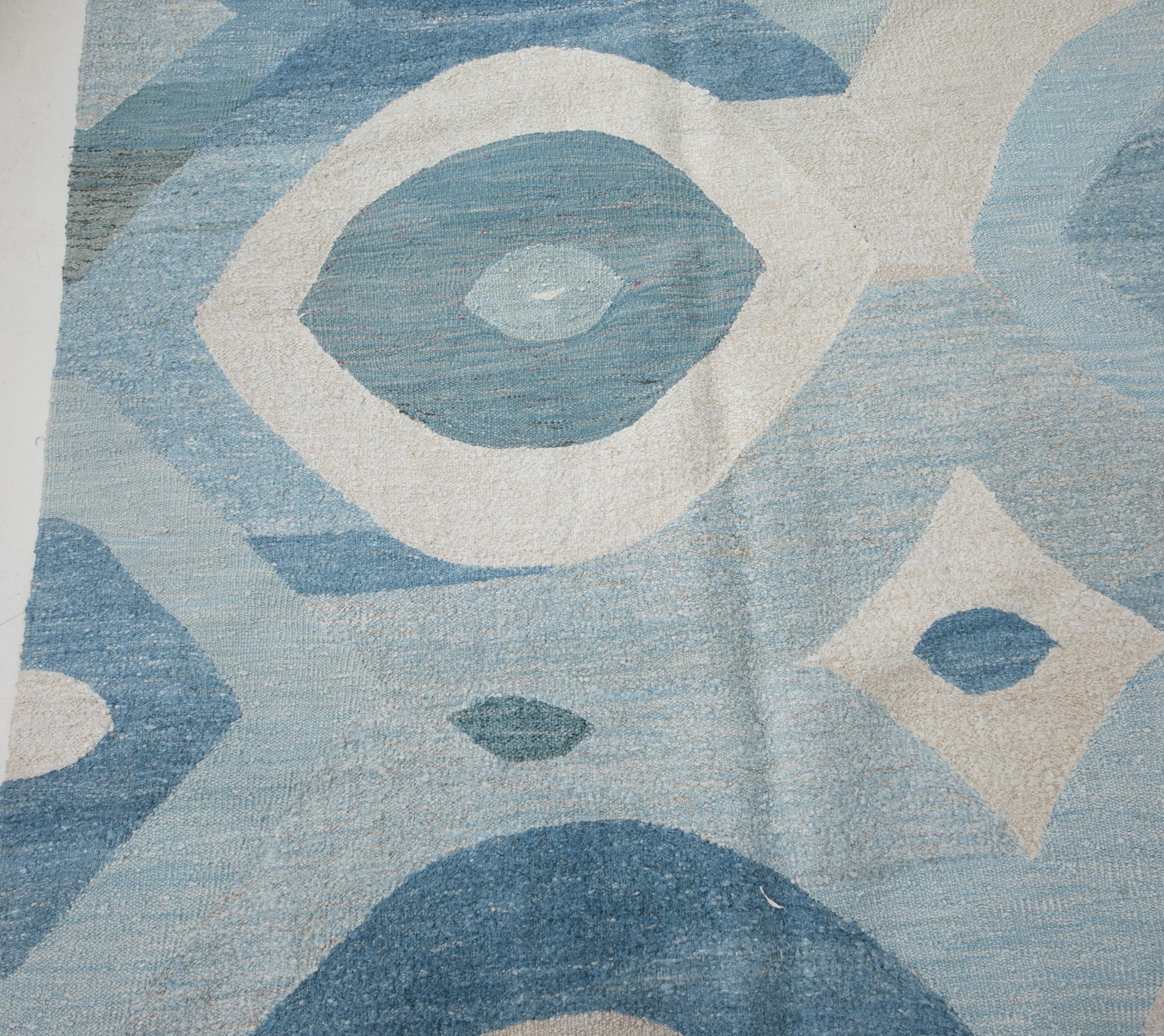 Contemporary Turkısh Kilim Made from Recycled Hemp and Wool In Excellent Condition In Istanbul, TR