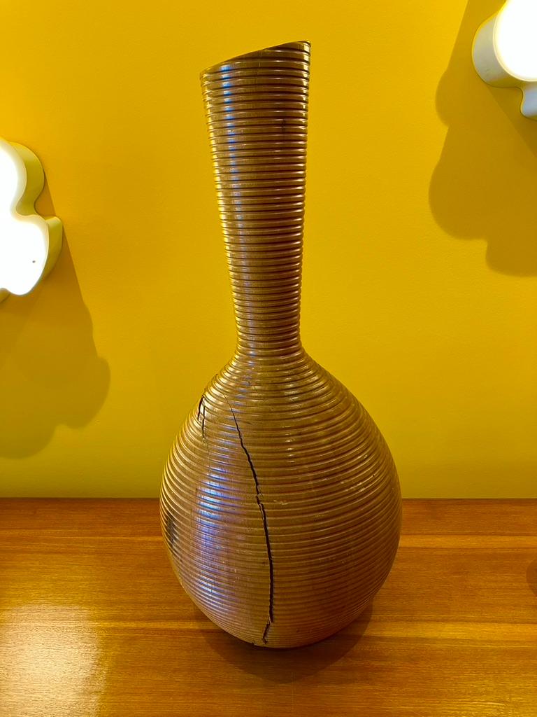Brazilian Contemporary Turned Wood Vase by Etel Carmona For Sale