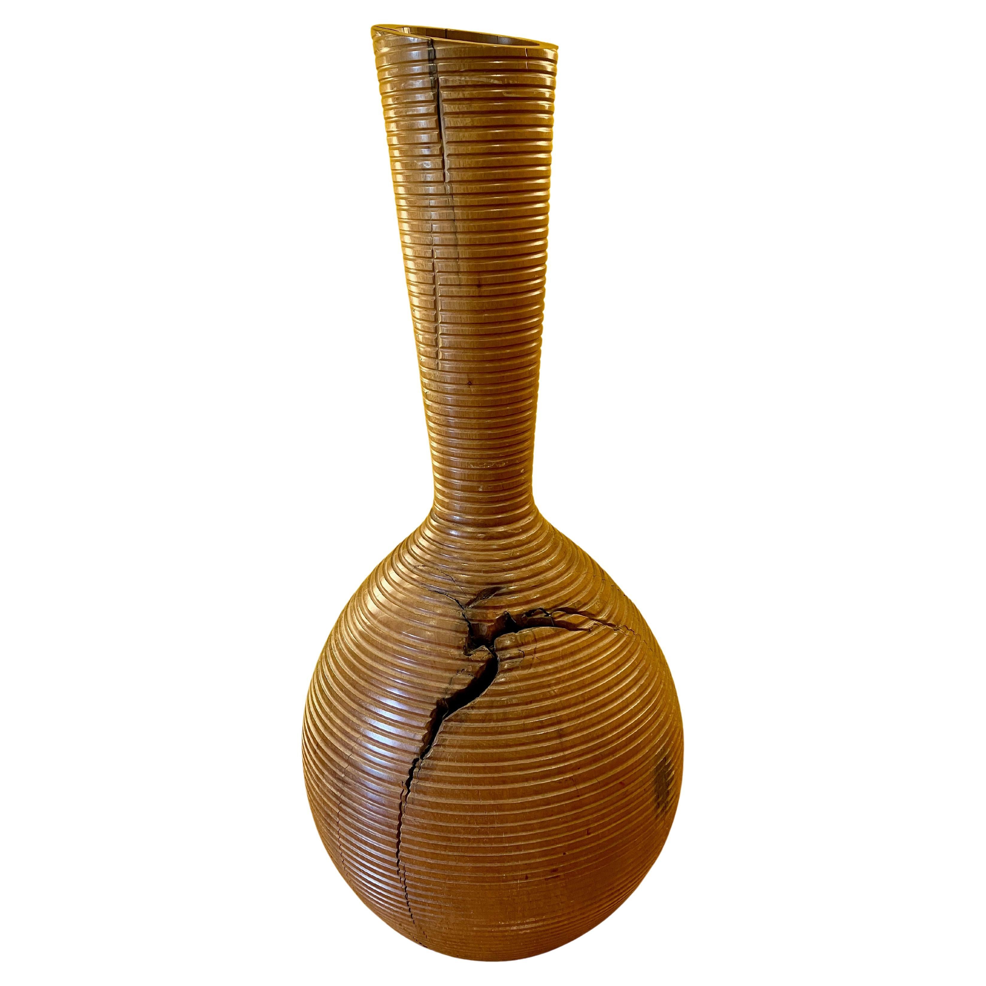 Contemporary Turned Wood Vase by Etel Carmona For Sale