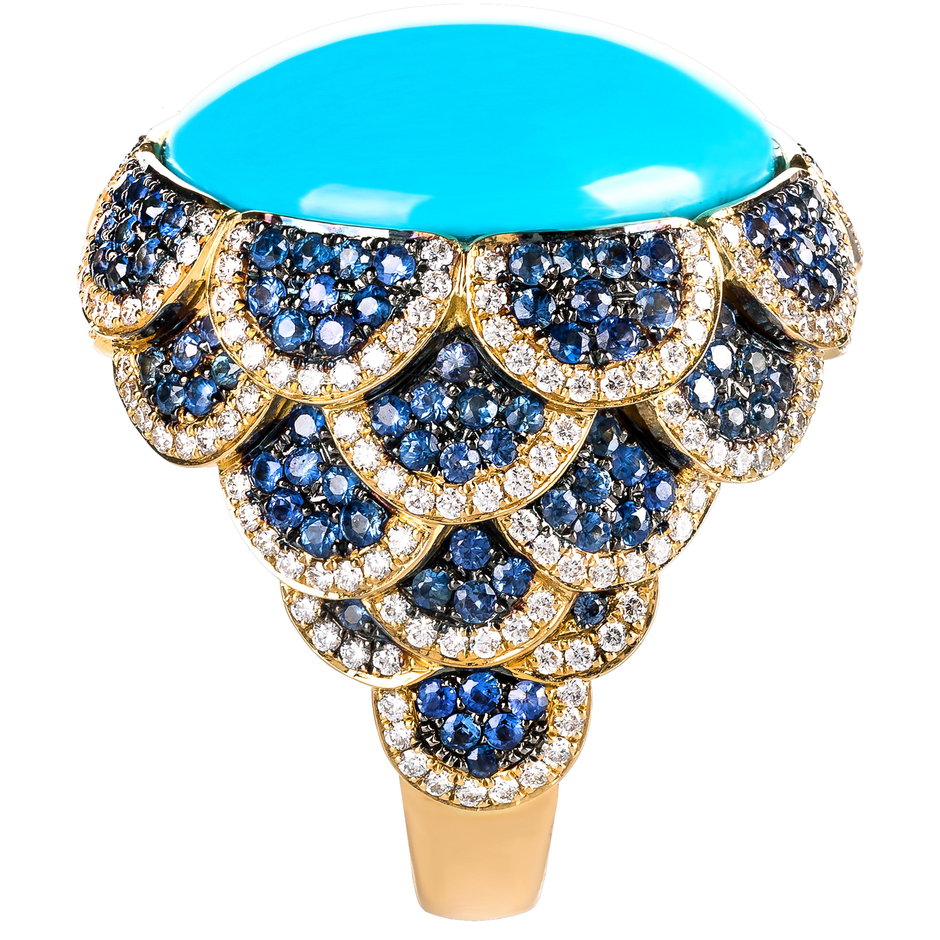 sapphire and turquoise ring