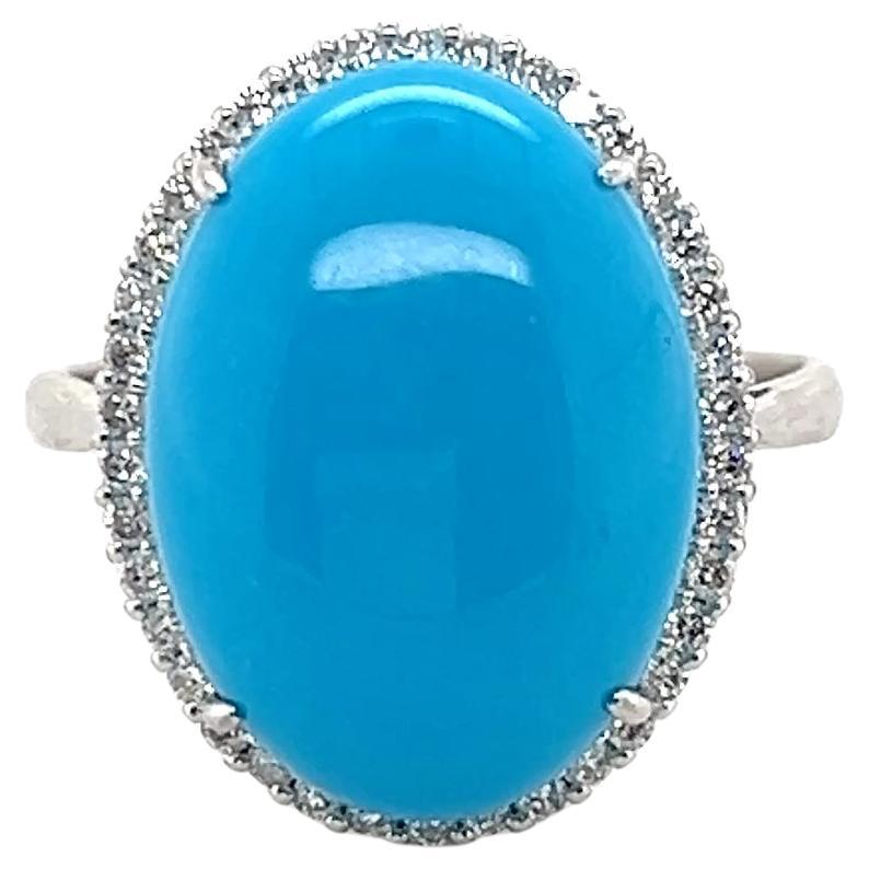 Zeitgenössischer Cocktailring aus Türkis, Diamant und Platin