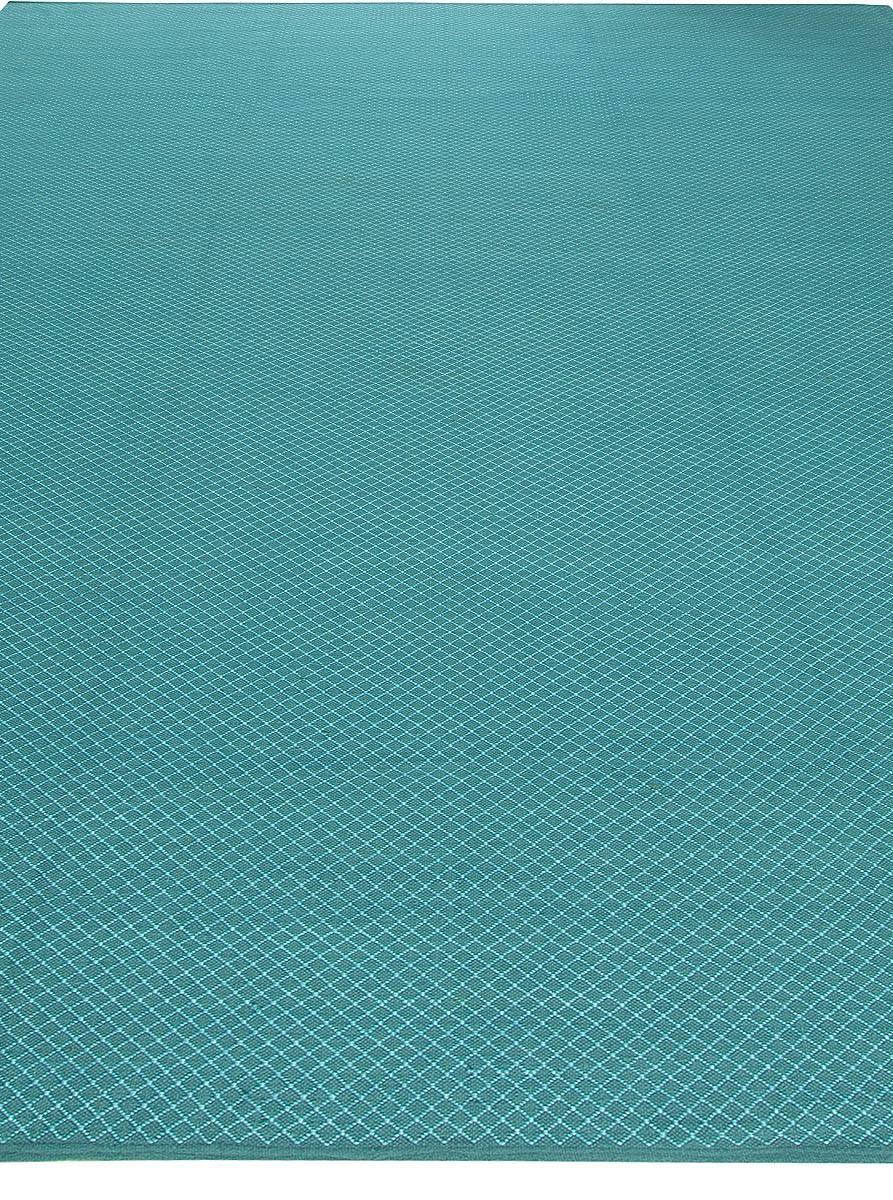 Contemporary turquoise geometric flat-weave viscose rug by Doris Leslie Blau
Size: 10'2
