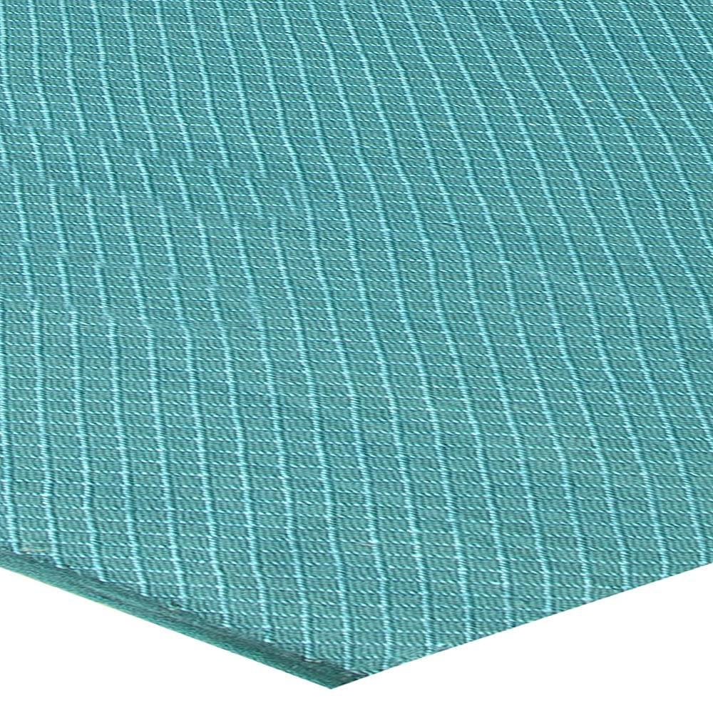 Contemporary Turquoise Geometric Flat-Weave Viscose Rug by Doris Leslie Blau For Sale 1
