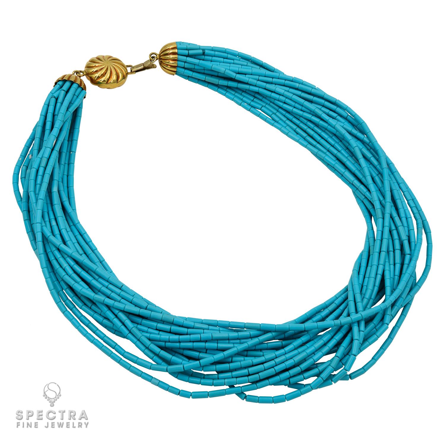 Taille mixte Collier de perles multibrins en turquoise Contemporary en vente