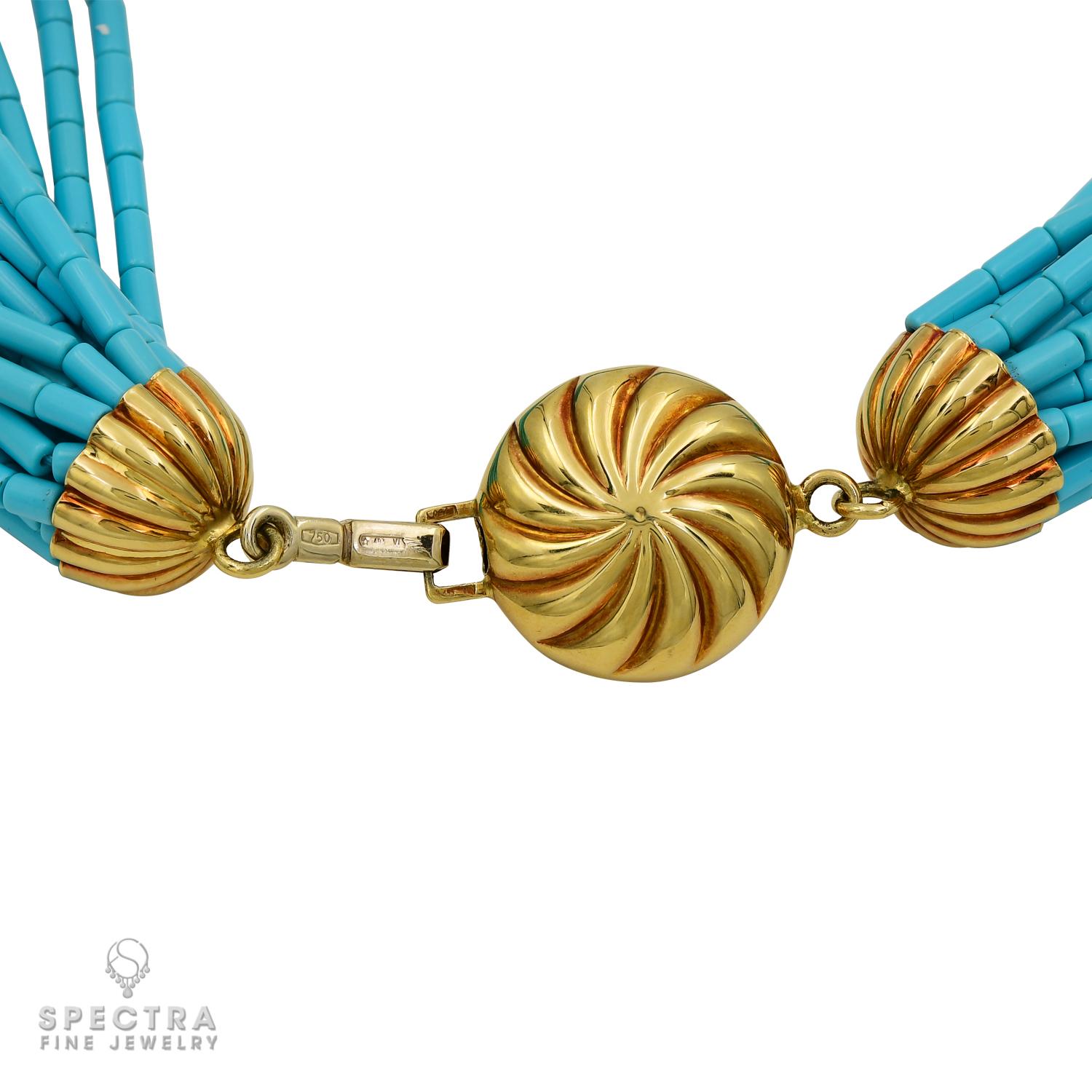 Collier de perles multibrins en turquoise Contemporary Unisexe en vente