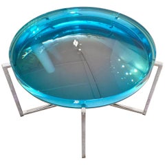Contemporary Turquoise Resin 'Lens' Side Table