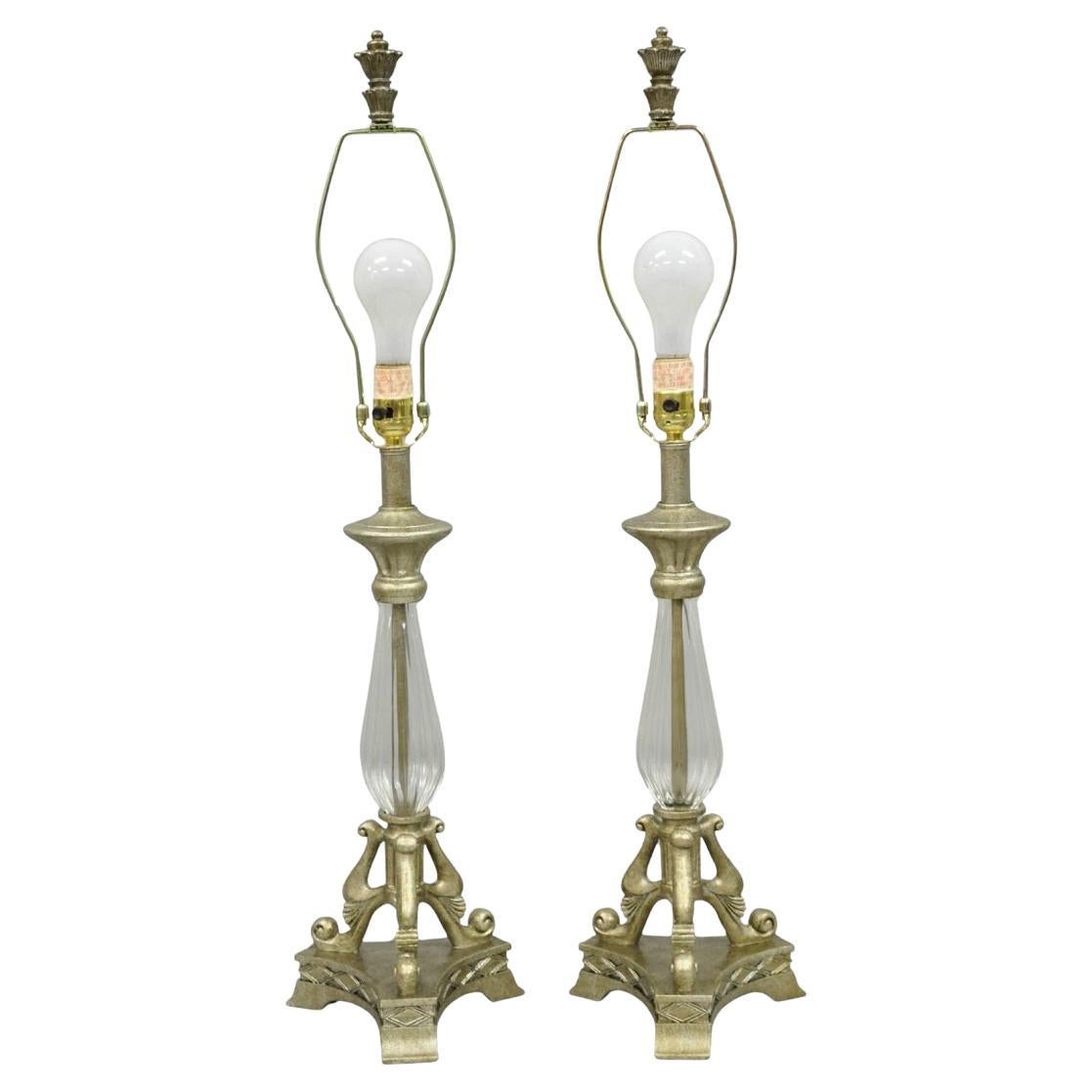 Paire de lampes de table contemporaines en verre et résine de style toscan et méditerranéen en vente