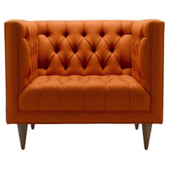 Contemporary Tux Chair in Moon Melton Earth Fire Wool with Walnut Legs