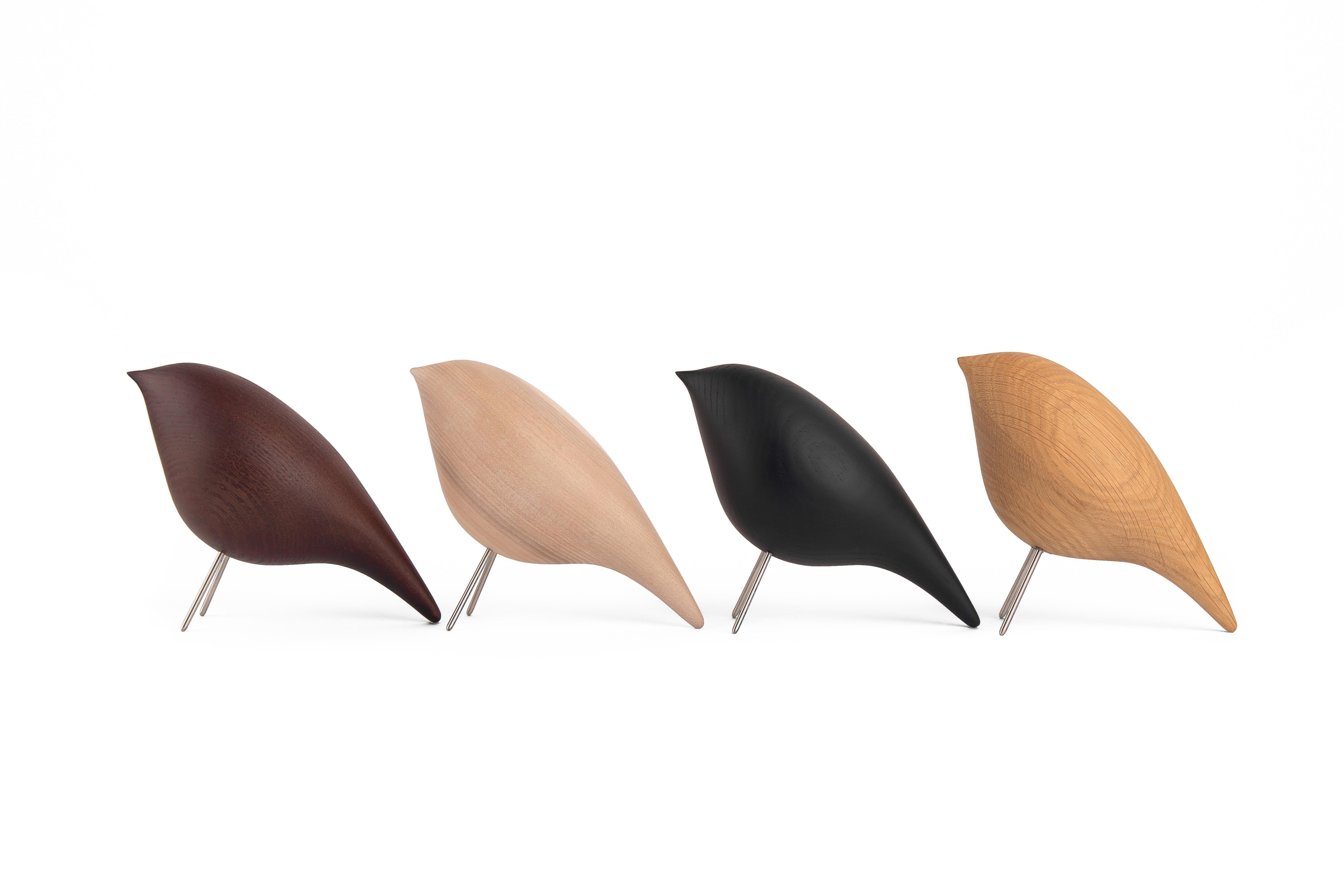 Wood Contemporary 'Tweety Decorative Bird CS3' by Noom, Black Ashwood, In stock For Sale