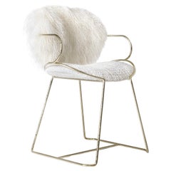 Contemporary Twig Chair with fabric and Mongolia fur. Made in Italy by Hessentia