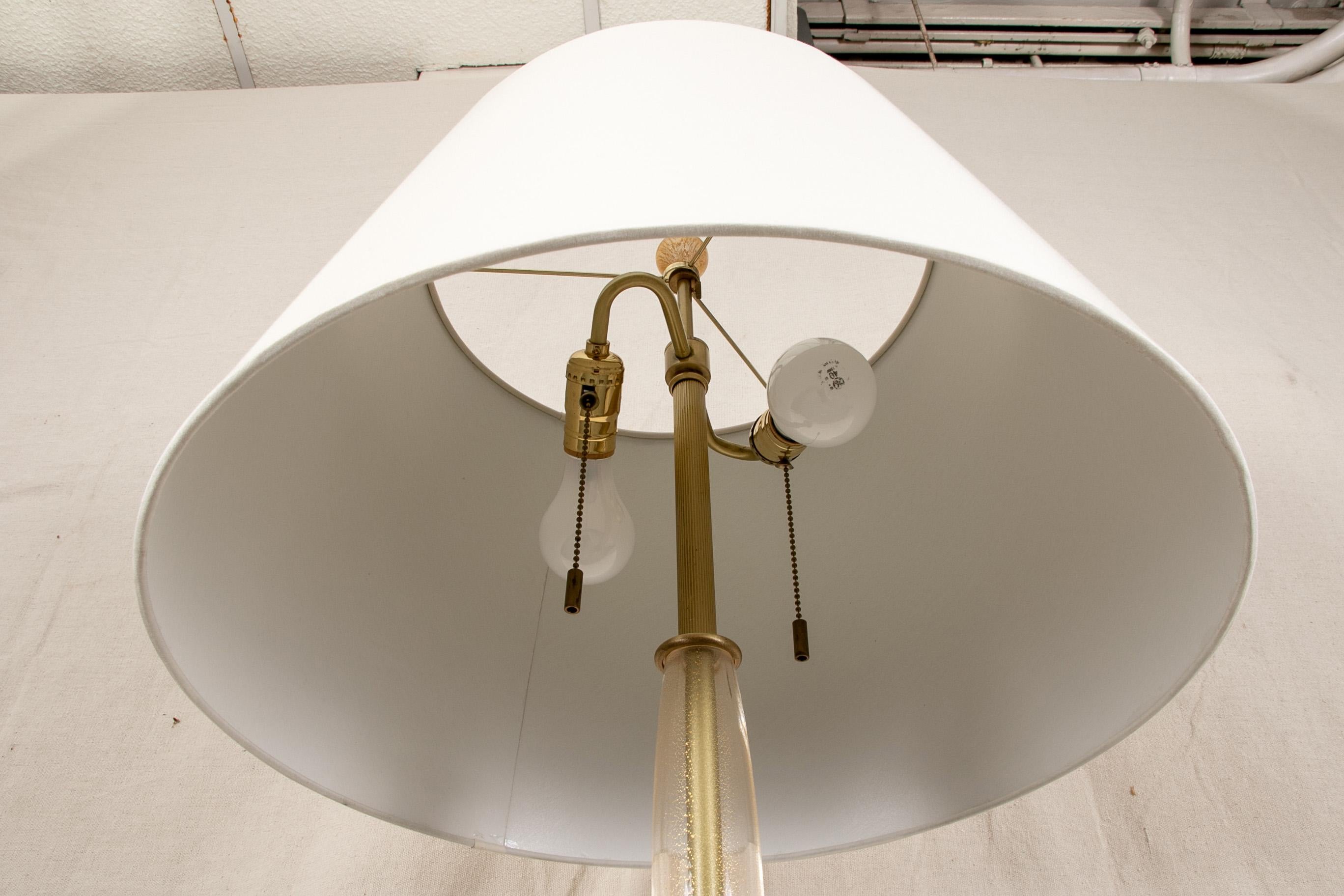 20th Century Contemporary Twin Light Gilt Murano Glass Floor Lamp