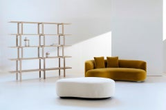 Pouf pouf ottomano organico moderno a due piazze, velluto di alpaca bianco, fatto a mano da Greenapple