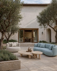 Contemporary Twins Blue DEDAR Velvet OUTDOORS Sofa, Handmade by Greenapple