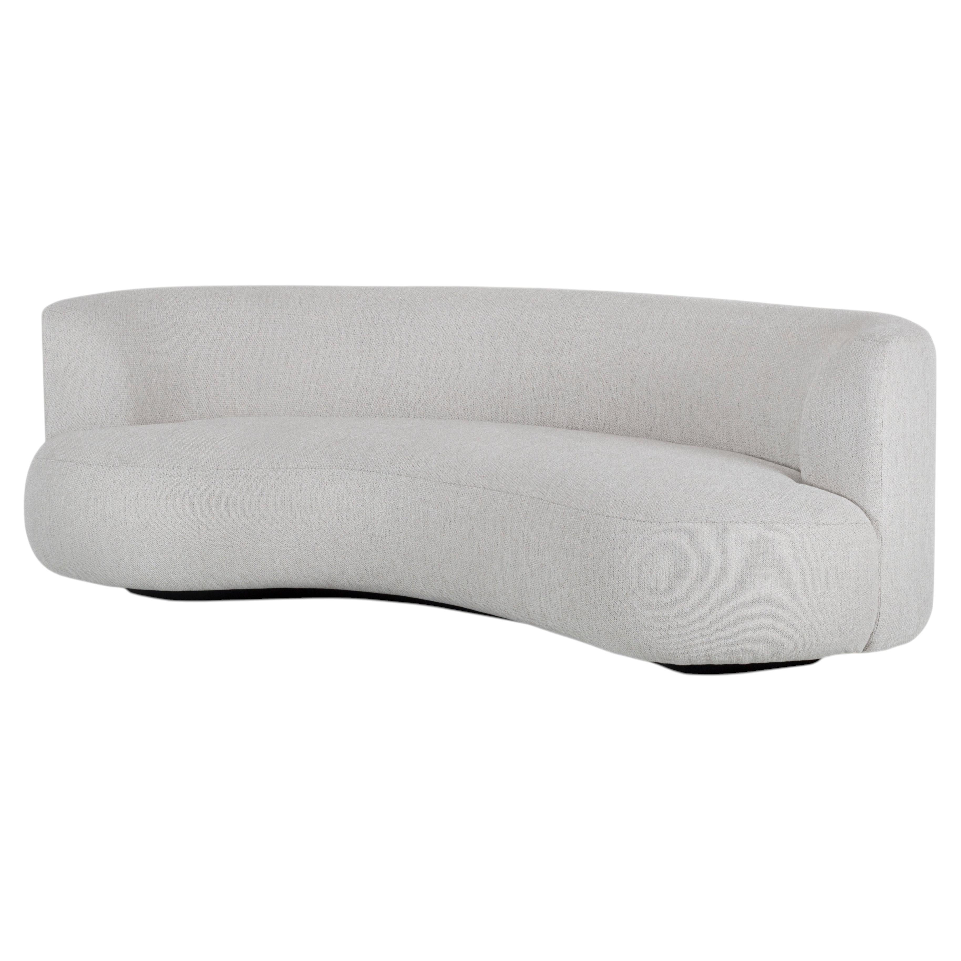 Contemporary Twins Curved Sofa, Beige Woven, Handmade in Portugal by Greenapple