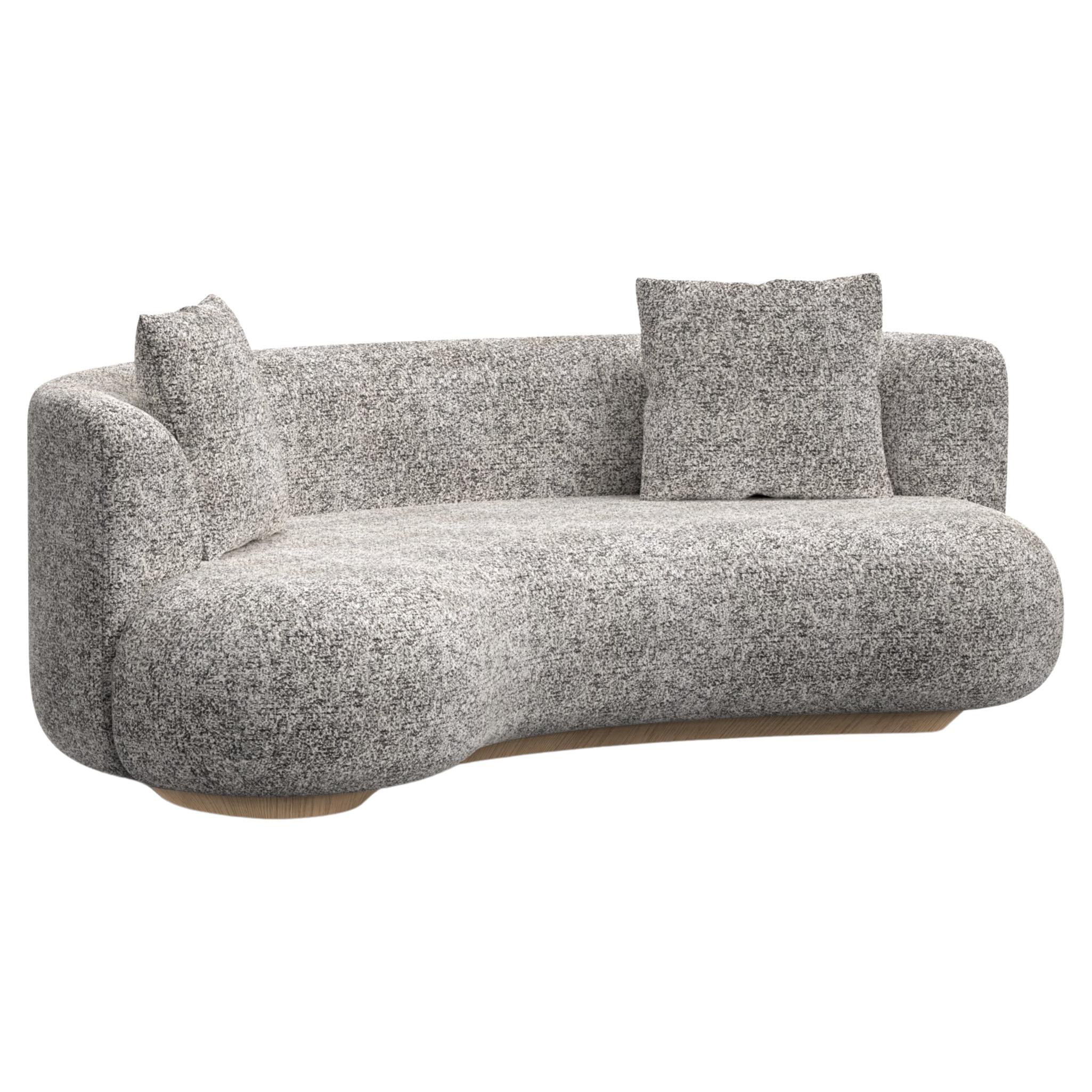Contemporary Twins Curved Sofa, Italian Jacquard, Handmade Portugal Greenapple