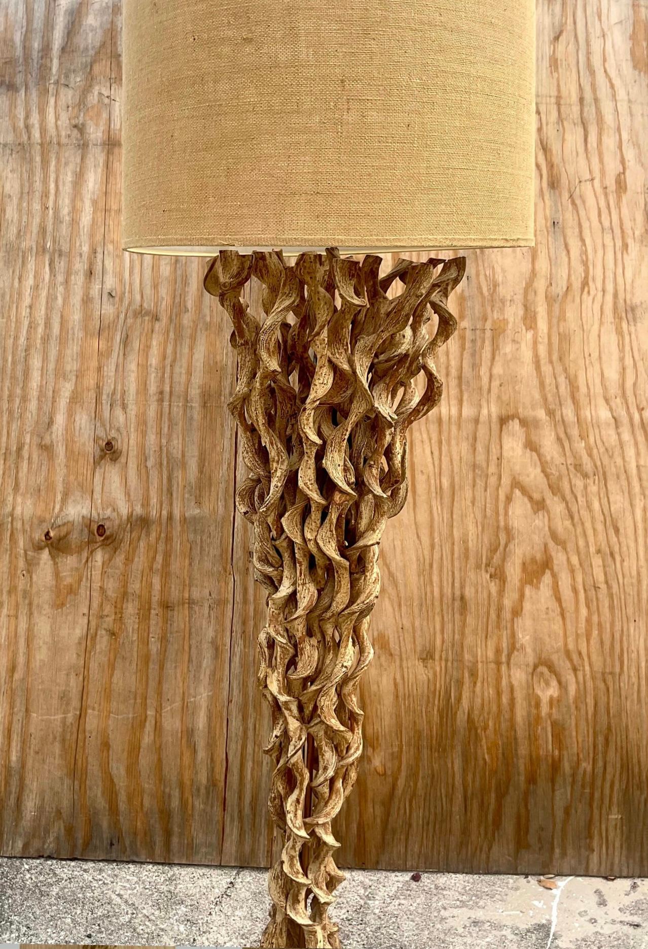 American Contemporary Twisted Driftwood Floor Lamp