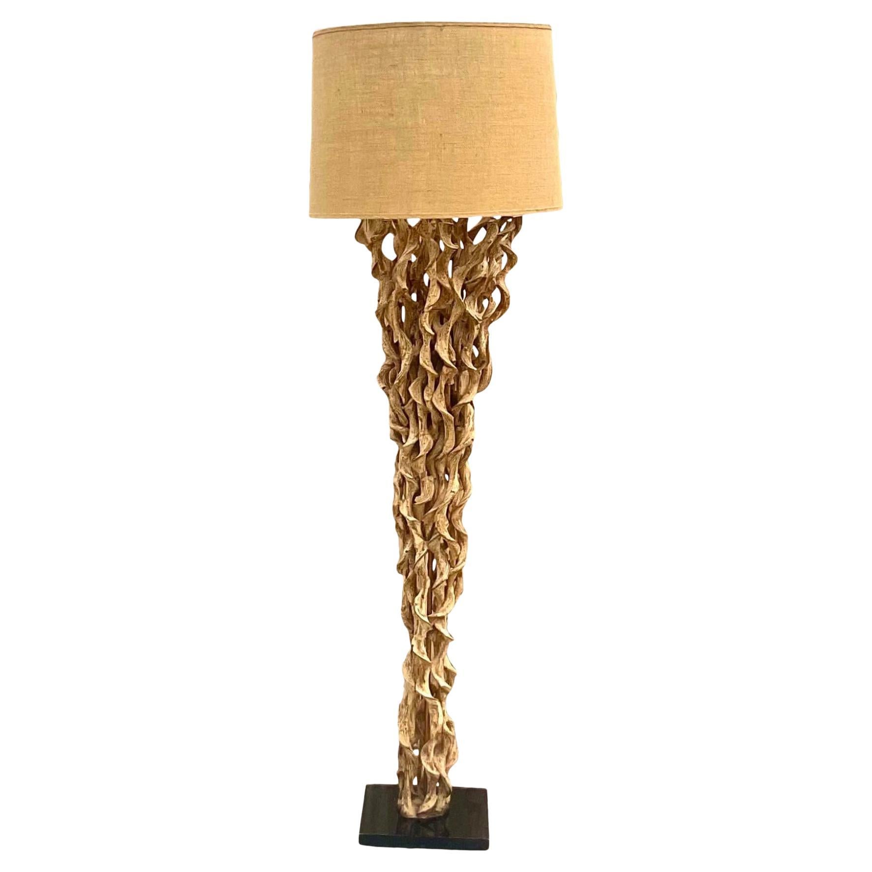 Contemporary Twisted Driftwood Floor Lamp