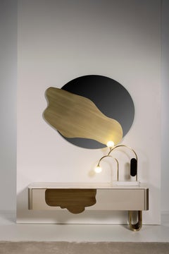 Lampe de table contemporaine à deux branches, en laiton marbré, faite à la main par Greenapple