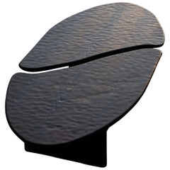 Contemporary Two Overlapping Leaves Dark Oak Coffee Tables by Dennis Kaiser