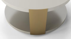 Contemporary Two-Tier Round Coffee Table with Brass Accents
