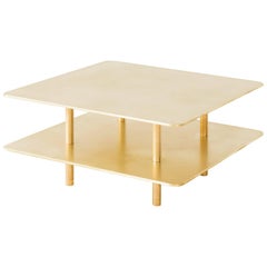 Contemporary Two Tier Strata Coffee Table in Brass by Fort Standard, in Stock