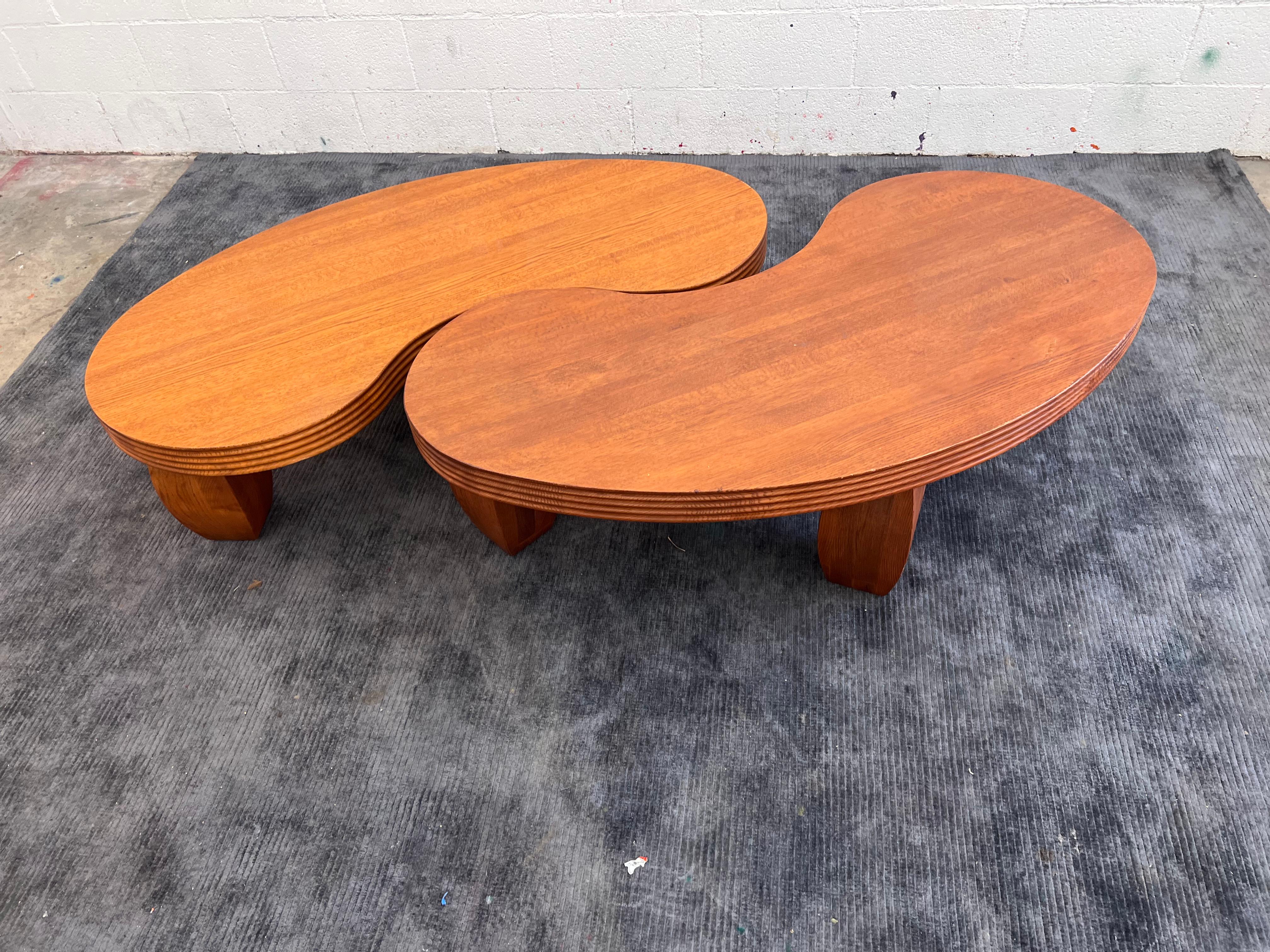 Contemporary two tiered kidney shaped Coffee Table shaped by sixpenny  In Good Condition In Los Angeles, CA