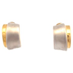 Orecchini Omega Back a mezzaluna in oro bicolore contemporanei