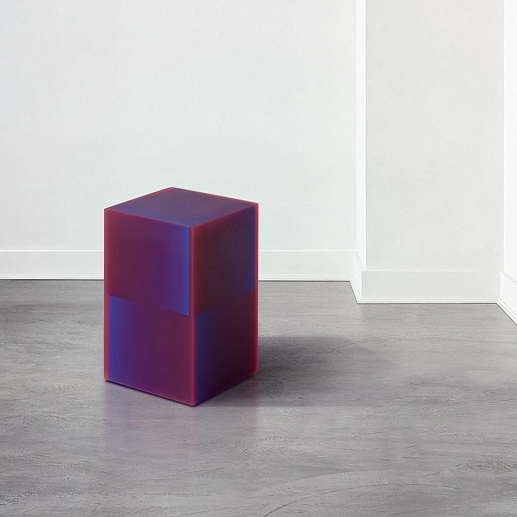 Contemporary Two Way Shift Epoxy Resin Side Table / Stool Turquoise by Facture In New Condition For Sale In New York, NY