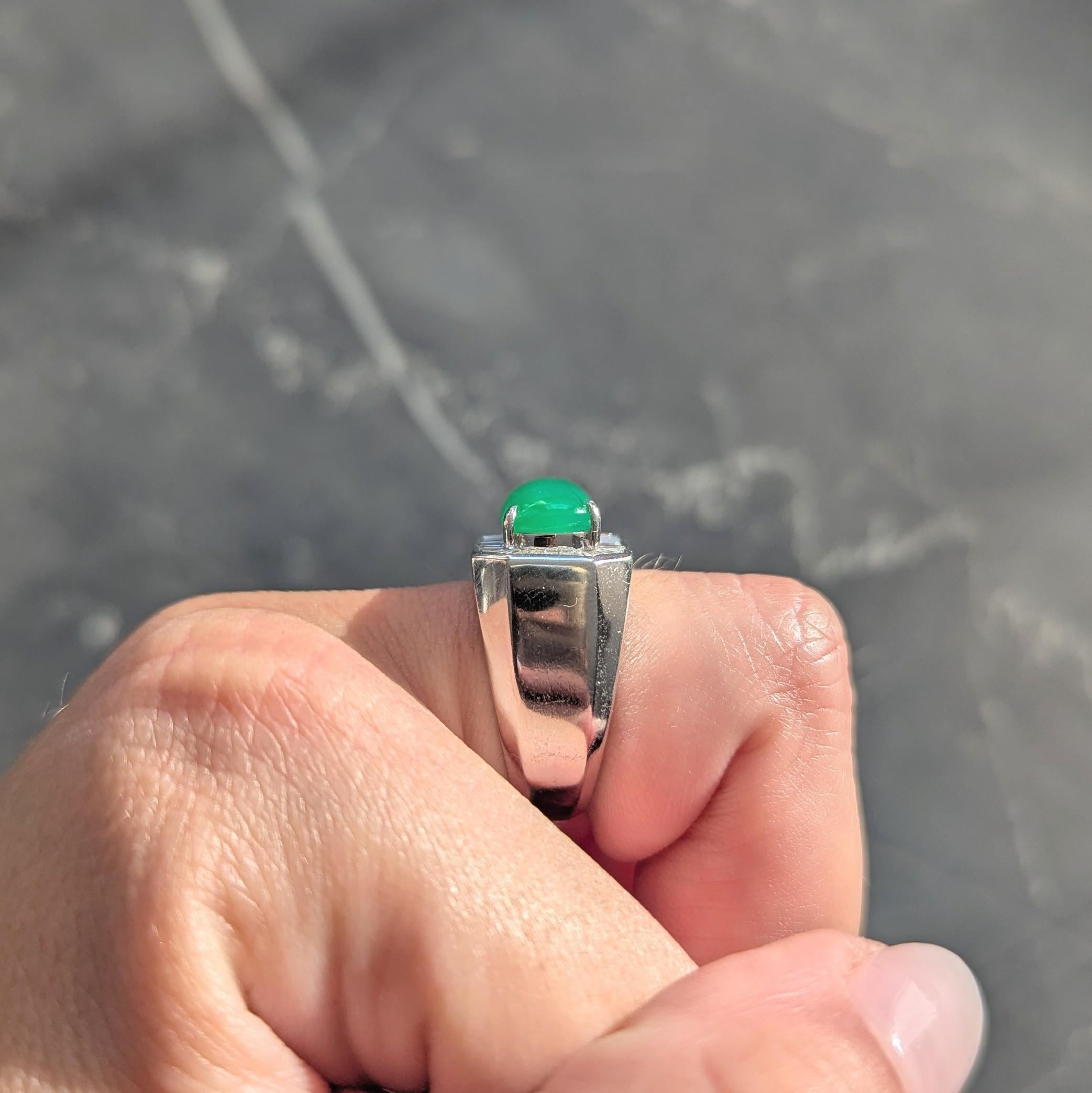 Anillo Halo Contemporáneo Tipo A Jadeíta Jade Diamante Oro Blanco 18 Kilates GIA en venta 8