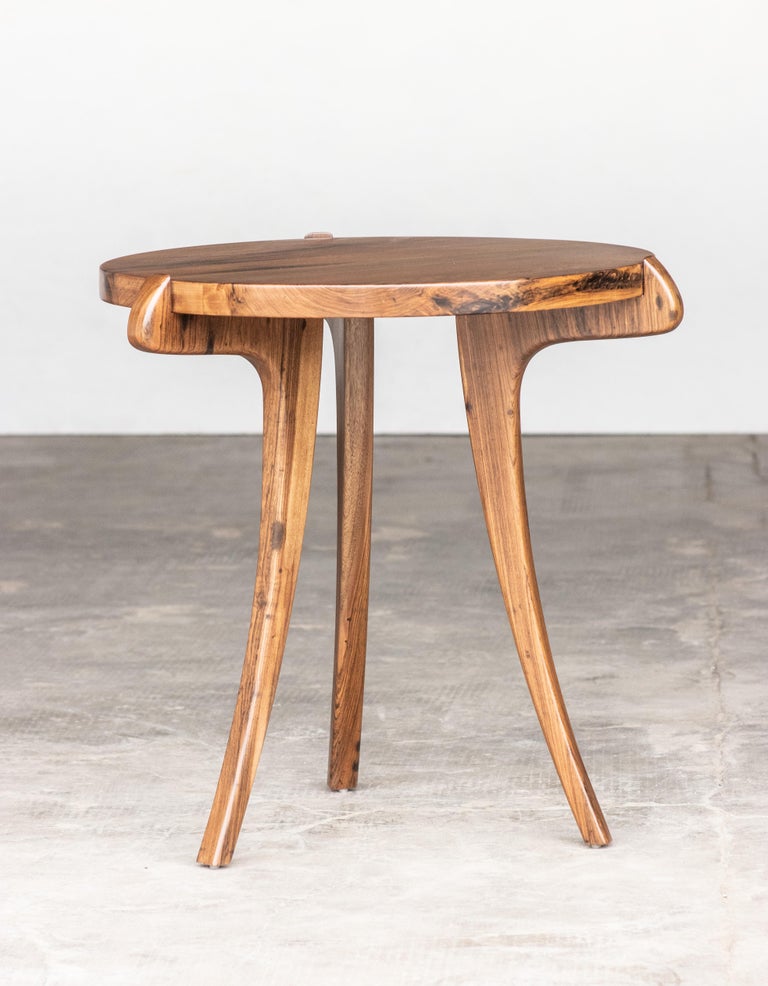 Argentine Contemporary Uccello Wood Sabre-Leg Side Table from Costantini For Sale